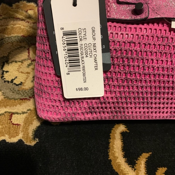 SHE + LO Fuschia/Black Perforation clutch - Picture 3 of 6